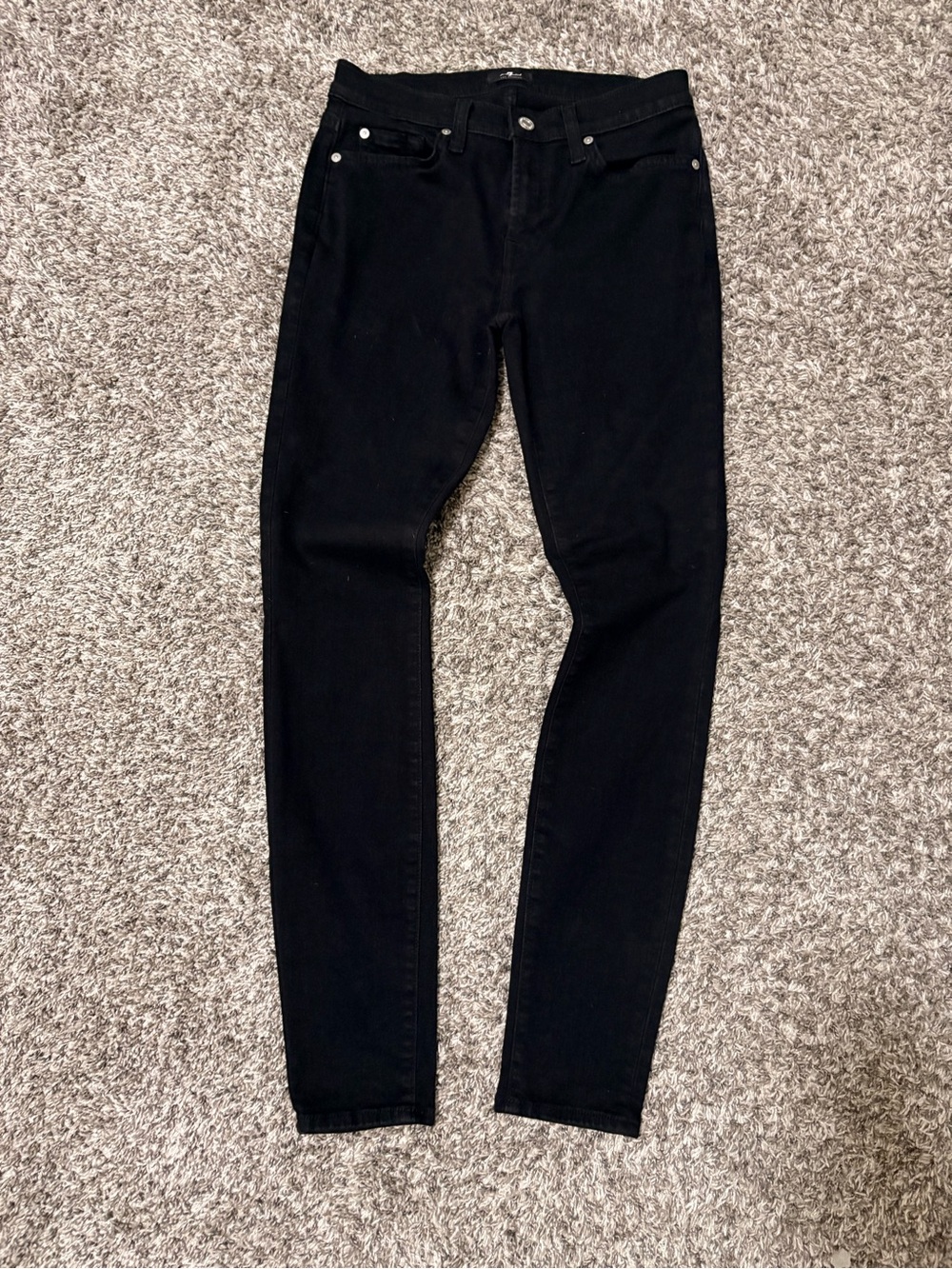 7 For All Mankind Black Skinny Jeans - Slim Stretch Fit